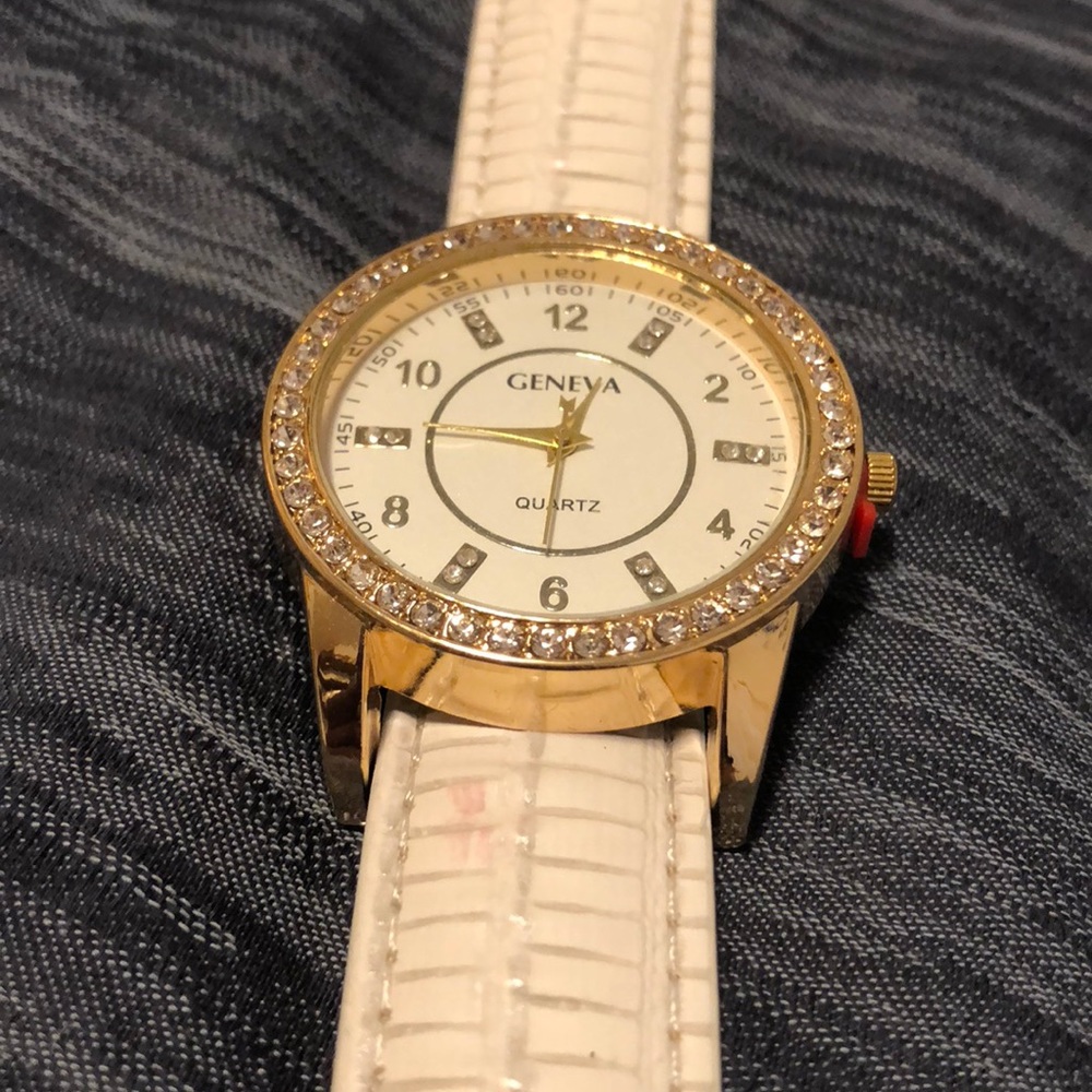 off white rhinestone watch